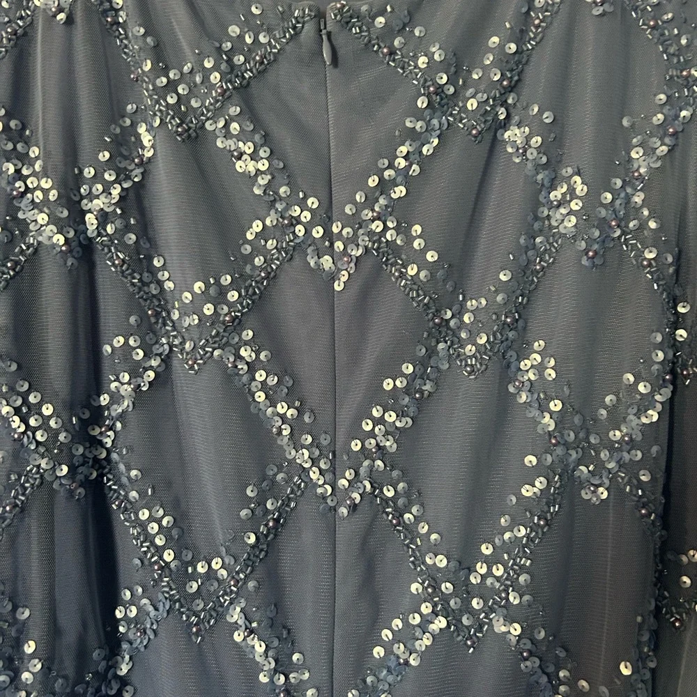 Adrianna Papell Dusty Blue Beaded Maxi Dress - Picture 4 of 8